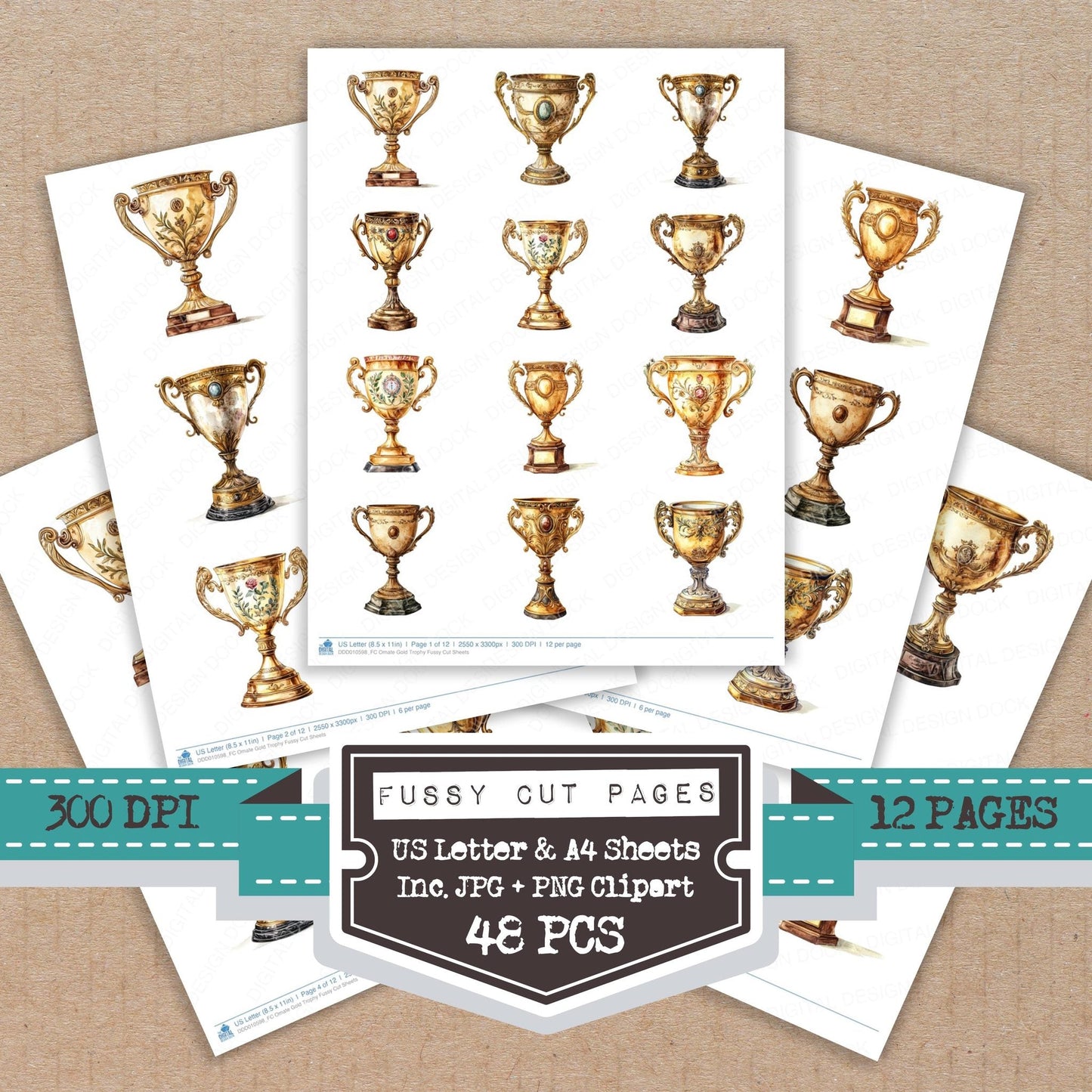 DDD010598_FC Ornate Gold Trophy Fussy Cut Sheets