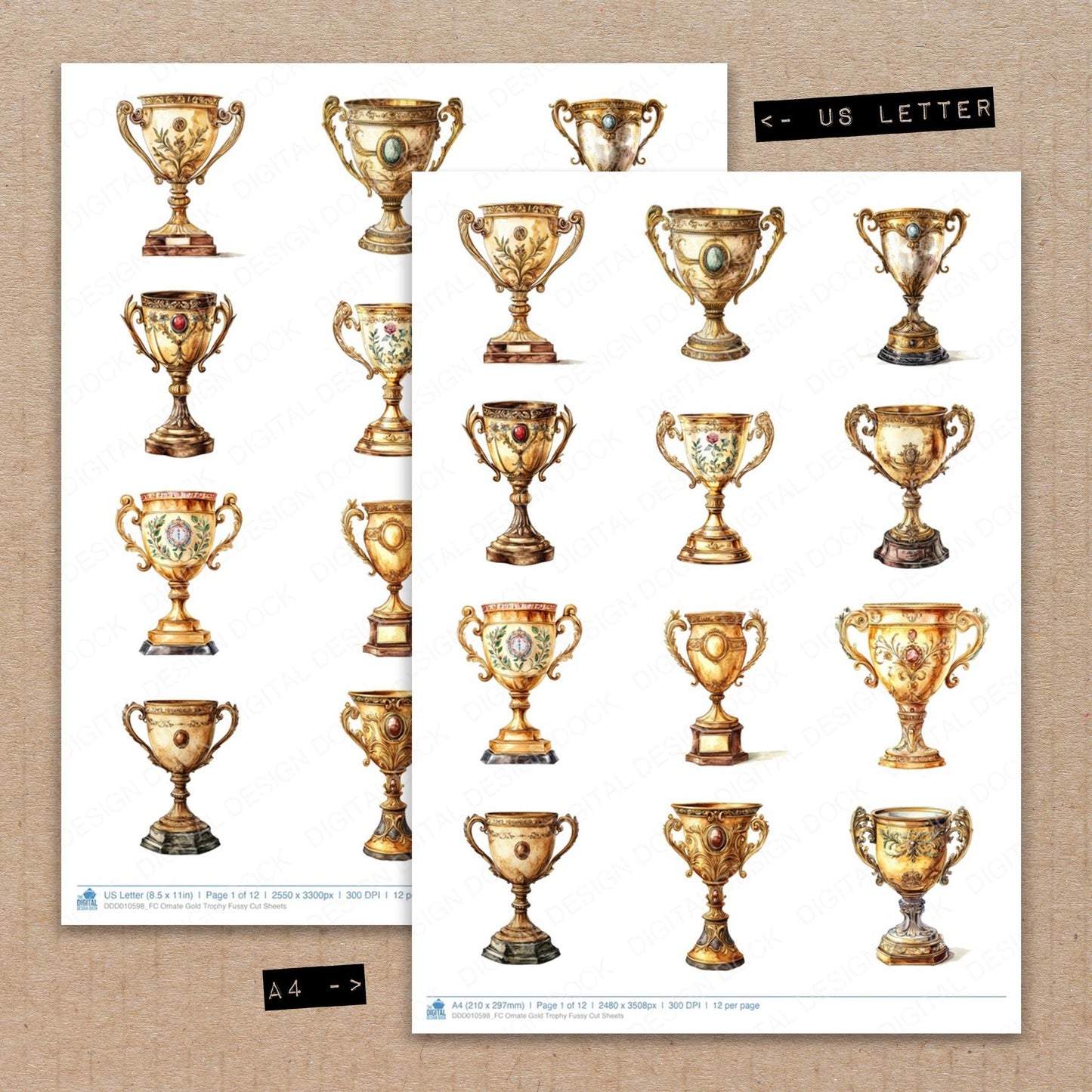 DDD010598_FC Ornate Gold Trophy Fussy Cut Sheets