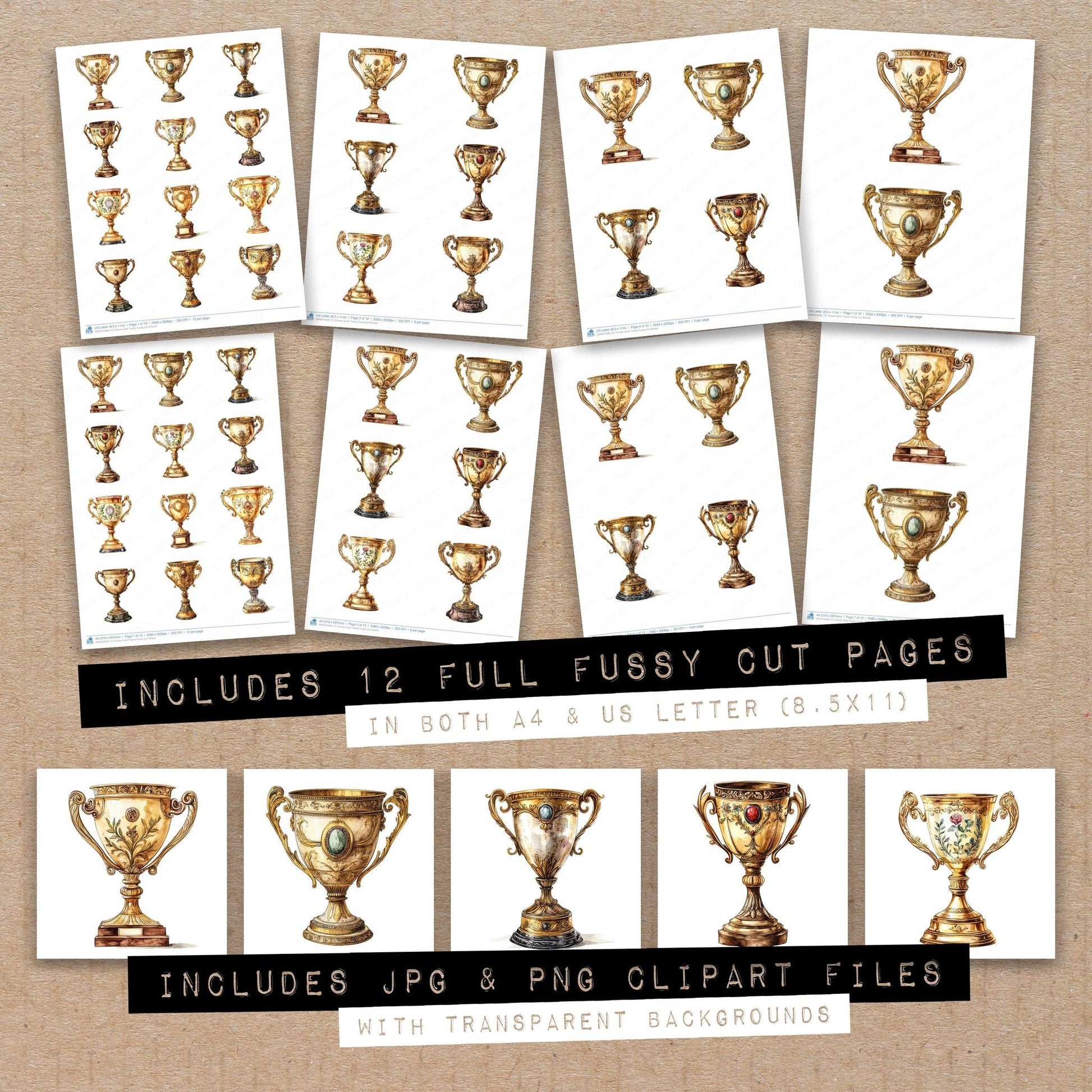 DDD010598_FC Ornate Gold Trophy Fussy Cut Sheets