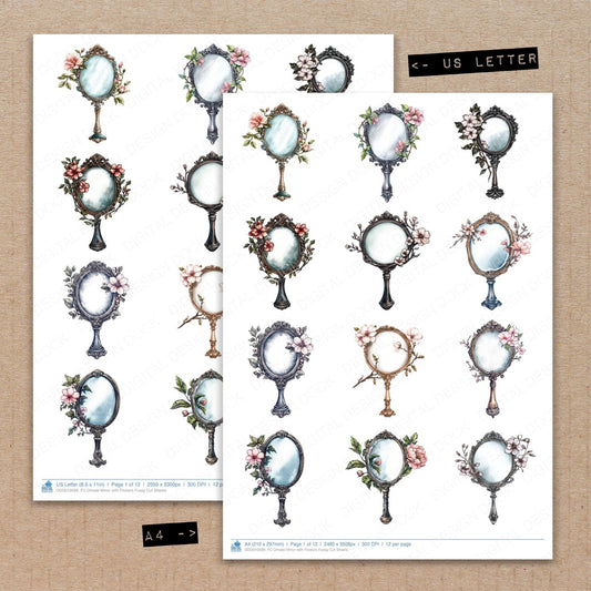 DDD010599_FC Ornate Mirror with Flowers Fussy Cut Sheets