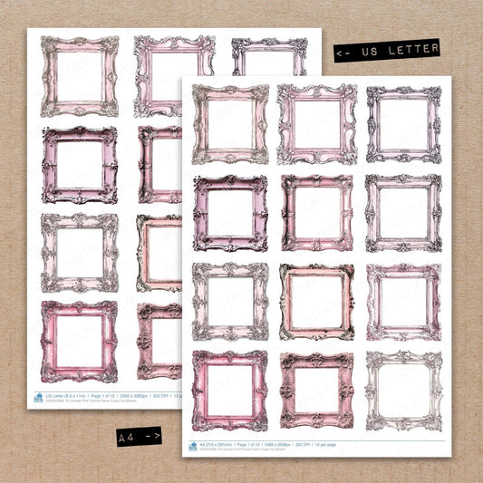 DDD010600_FC Ornate Pink Picture Frame Fussy Cut Sheets