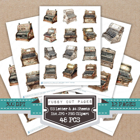 DDD010601_FC Ornate Vintage Cash Register Fussy Cut Sheets