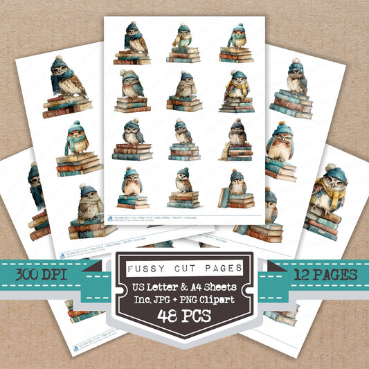 DDD010606_FC Owl on Books Fussy Cut Sheets