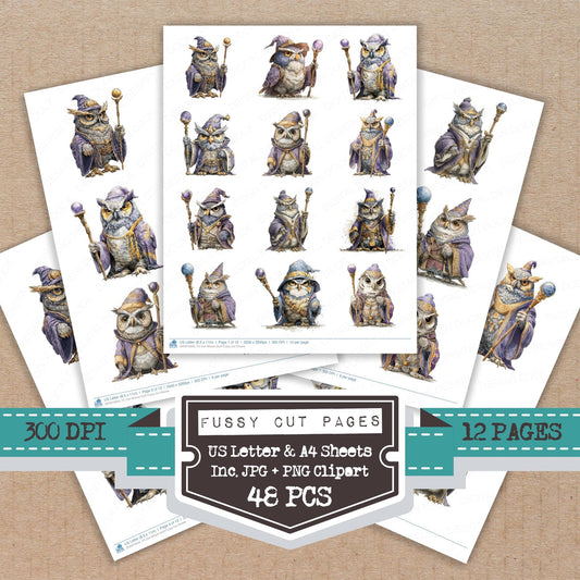 DDD010609_FC Owl Wizard Staff Fussy Cut Sheets