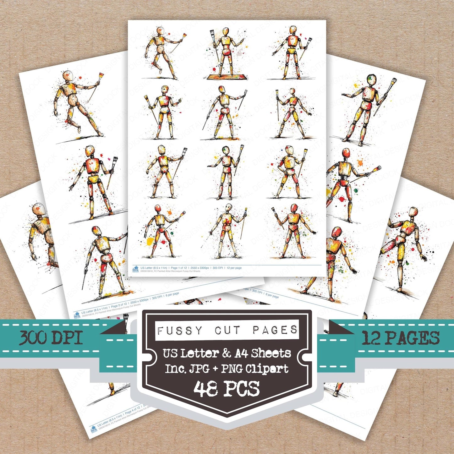 DDD010610_FC Painted Artist Mannequin Fussy Cut Sheets