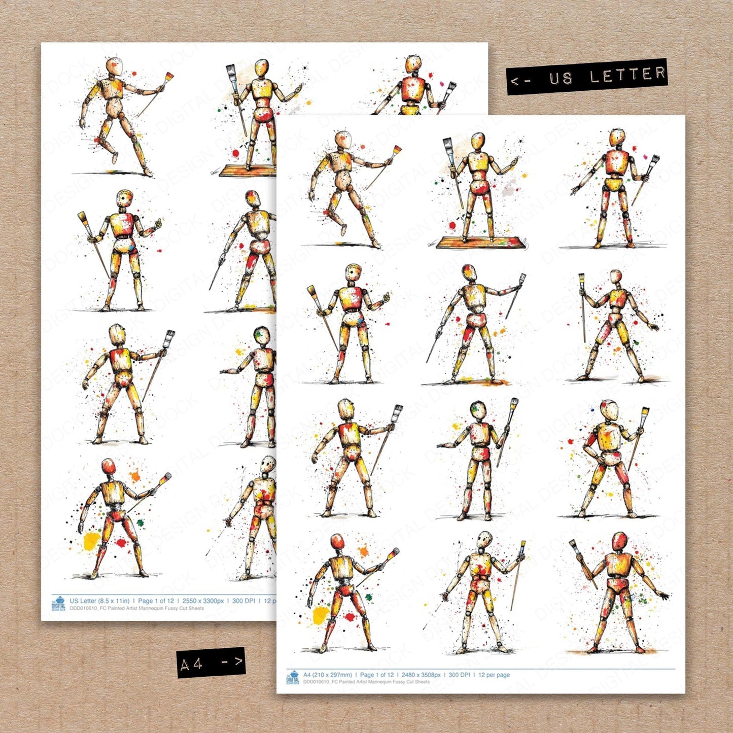 DDD010610_FC Painted Artist Mannequin Fussy Cut Sheets