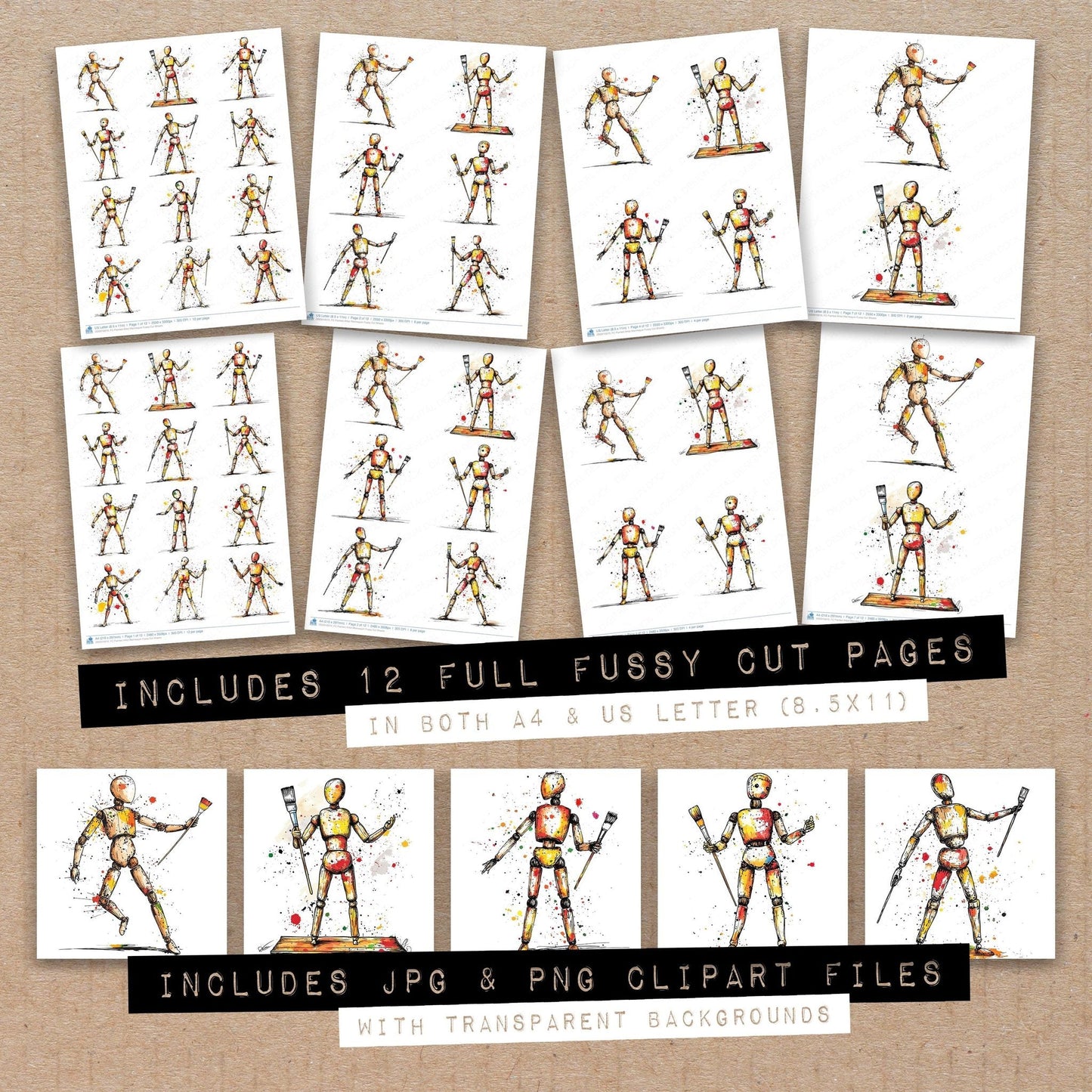 DDD010610_FC Painted Artist Mannequin Fussy Cut Sheets