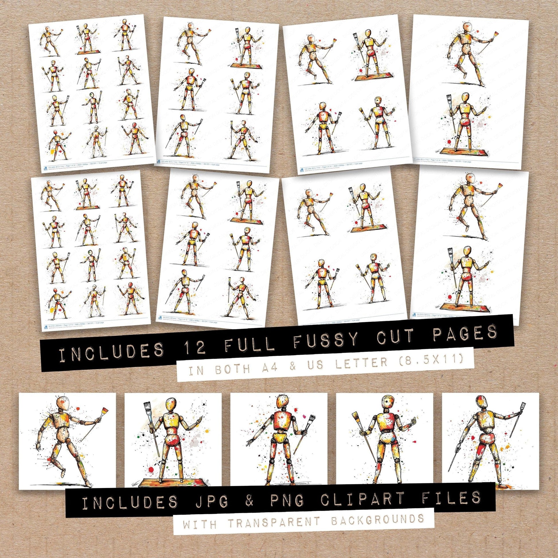 DDD010610_FC Painted Artist Mannequin Fussy Cut Sheets