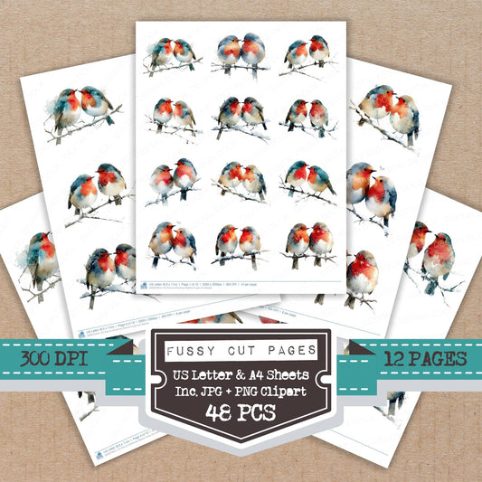 DDD010612_FC Pair of Christmas Robins Fussy Cut Sheets