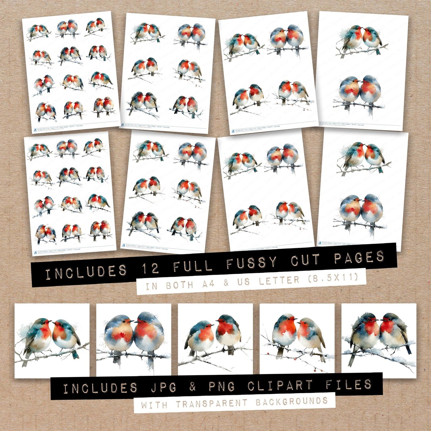 DDD010612_FC Pair of Christmas Robins Fussy Cut Sheets