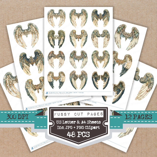 Paisley Pattern Angel Wings Fussy Cut Sheets (DDD010614)