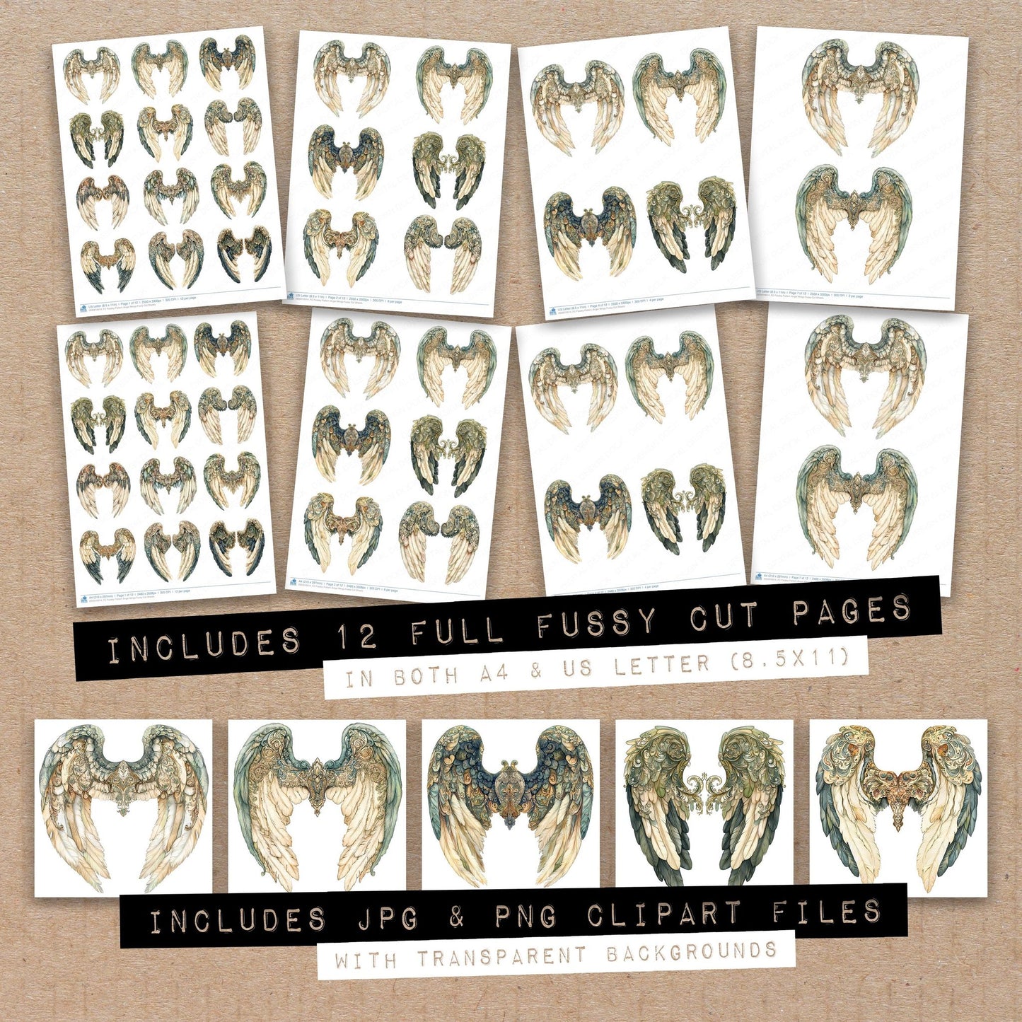 Paisley Pattern Angel Wings Fussy Cut Sheets (DDD010614)