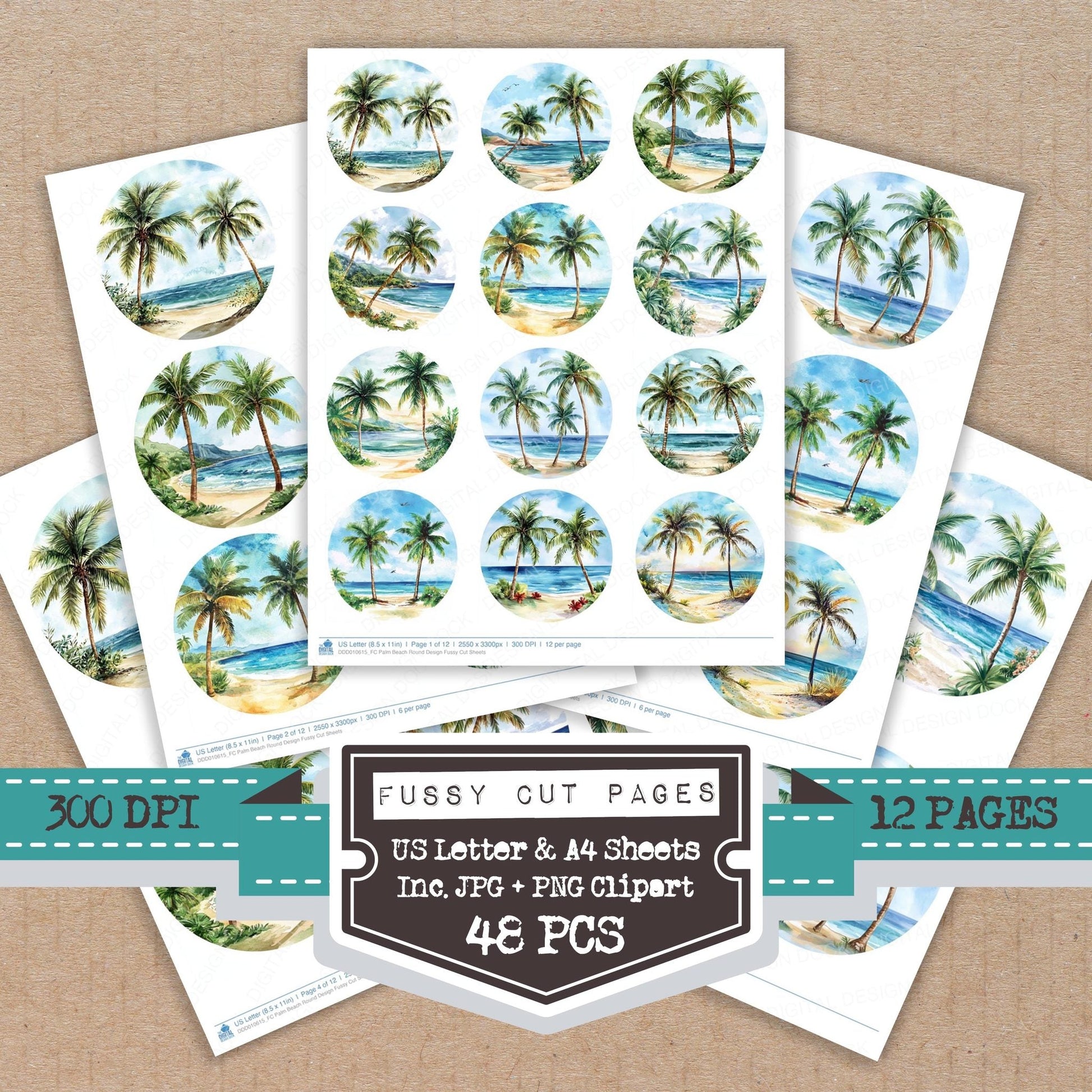 DDD010615_FC Palm Beach Round Design Fussy Cut Sheets
