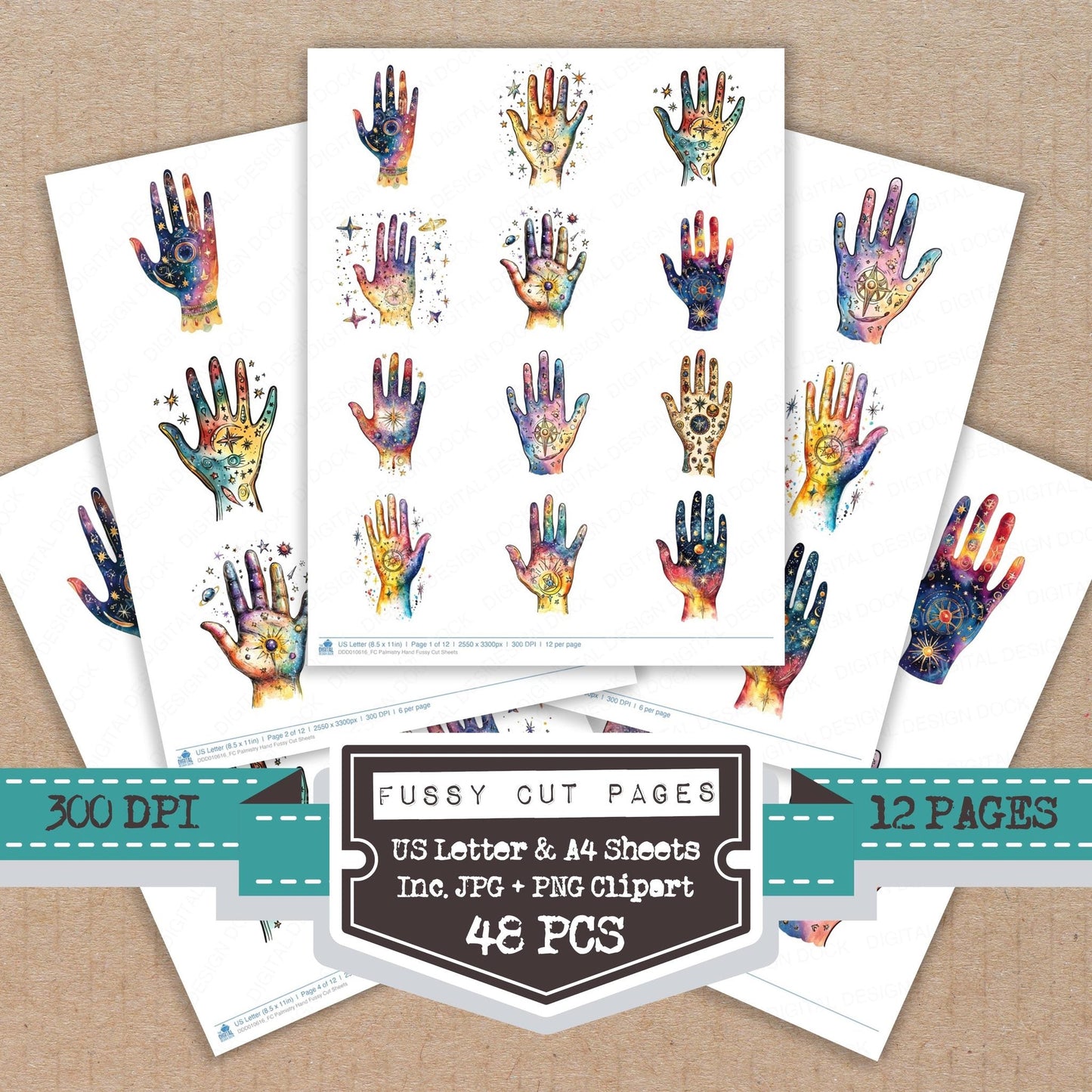 DDD010616_FC Palmistry Hand Fussy Cut Sheets