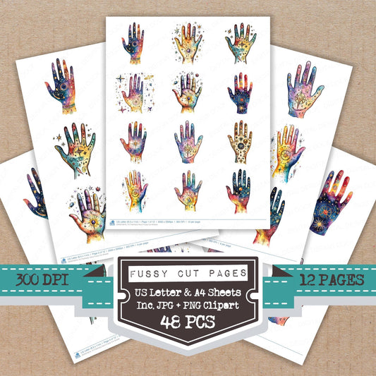 DDD010616_FC Palmistry Hand Fussy Cut Sheets