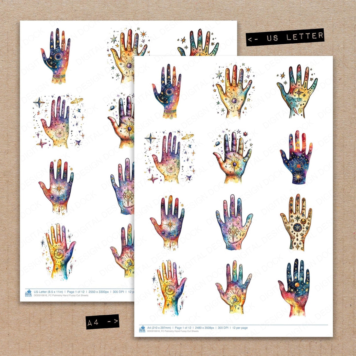 DDD010616_FC Palmistry Hand Fussy Cut Sheets