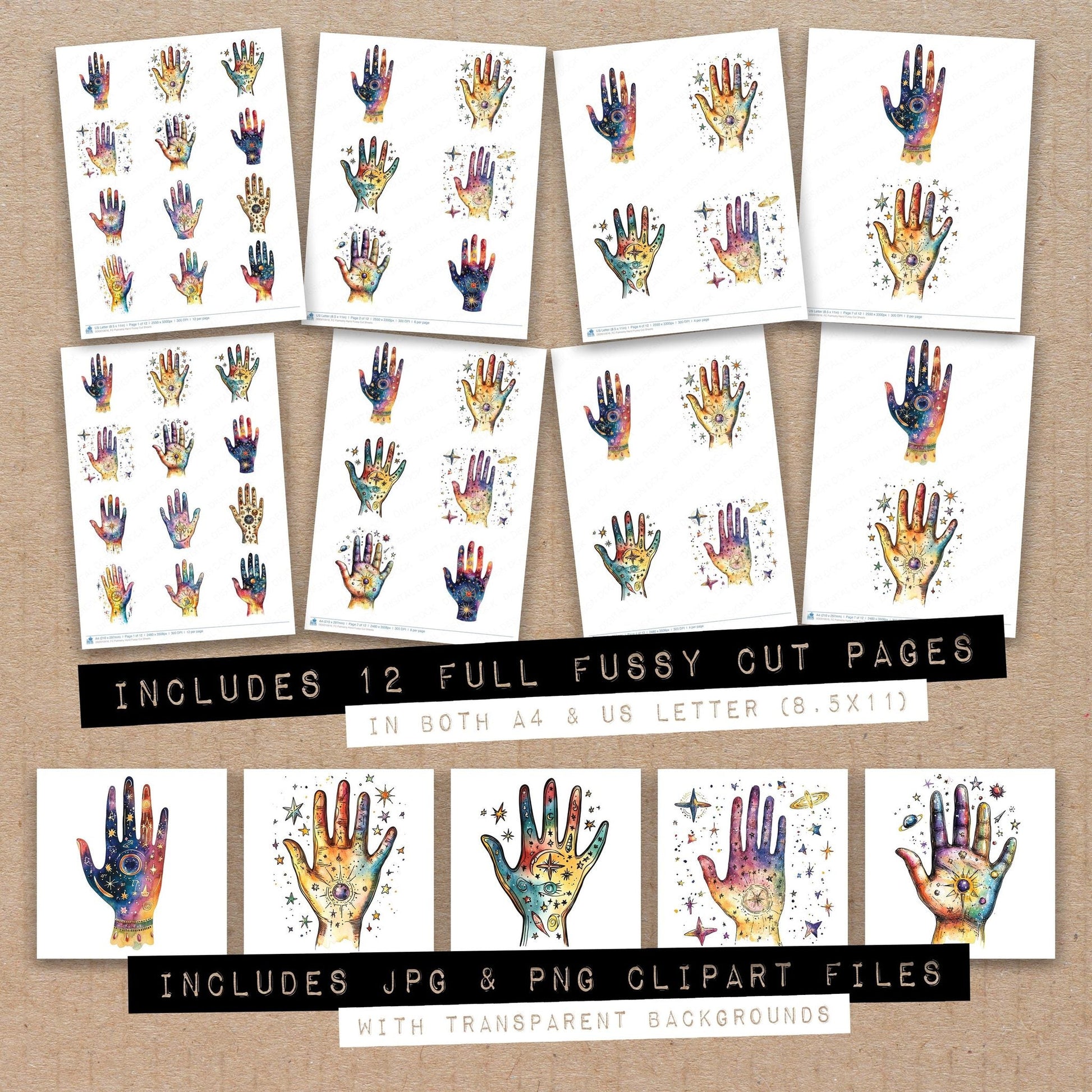 DDD010616_FC Palmistry Hand Fussy Cut Sheets