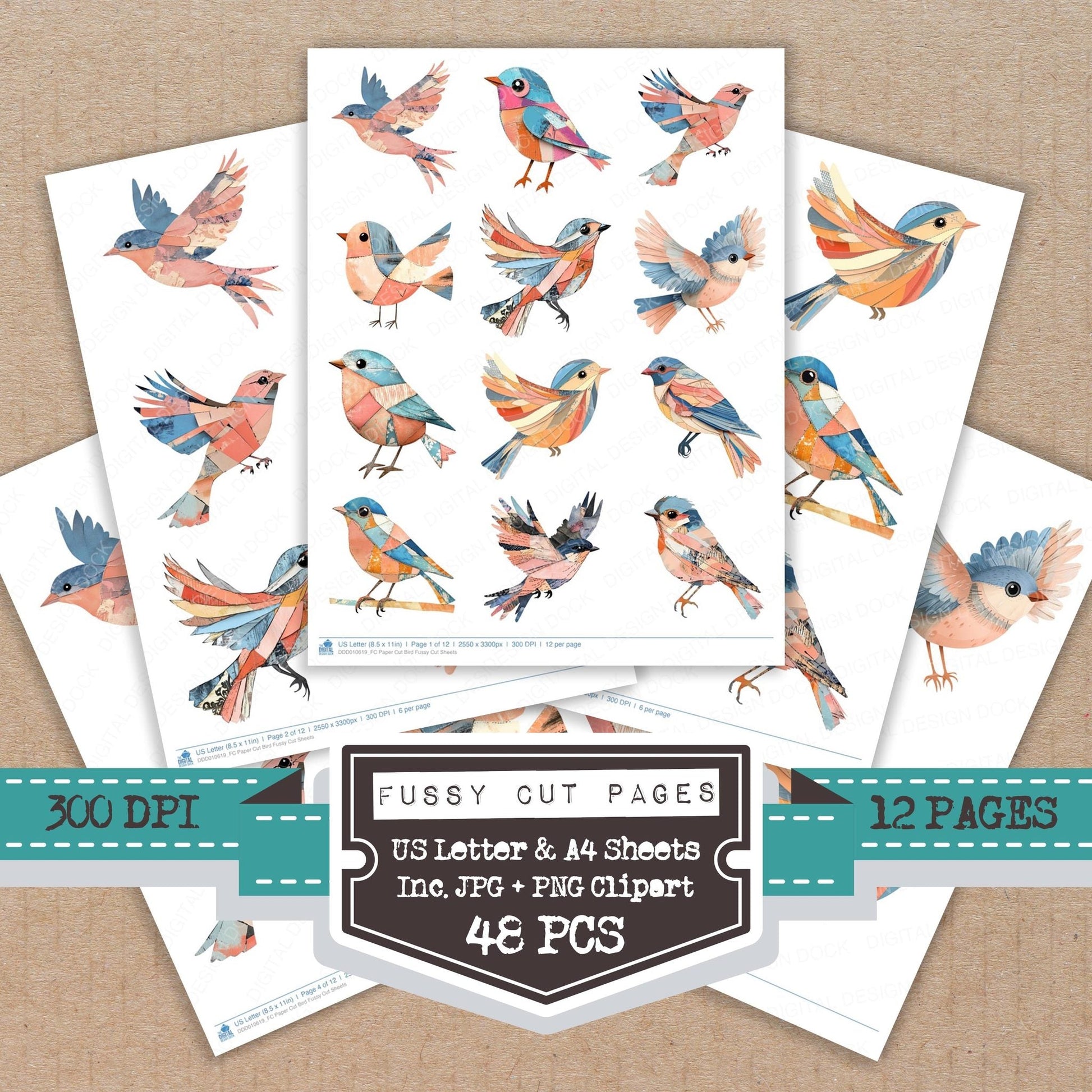 DDD010619_FC Paper Cut Bird Fussy Cut Sheets