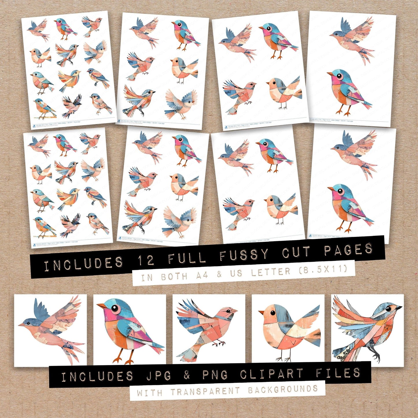 DDD010619_FC Paper Cut Bird Fussy Cut Sheets