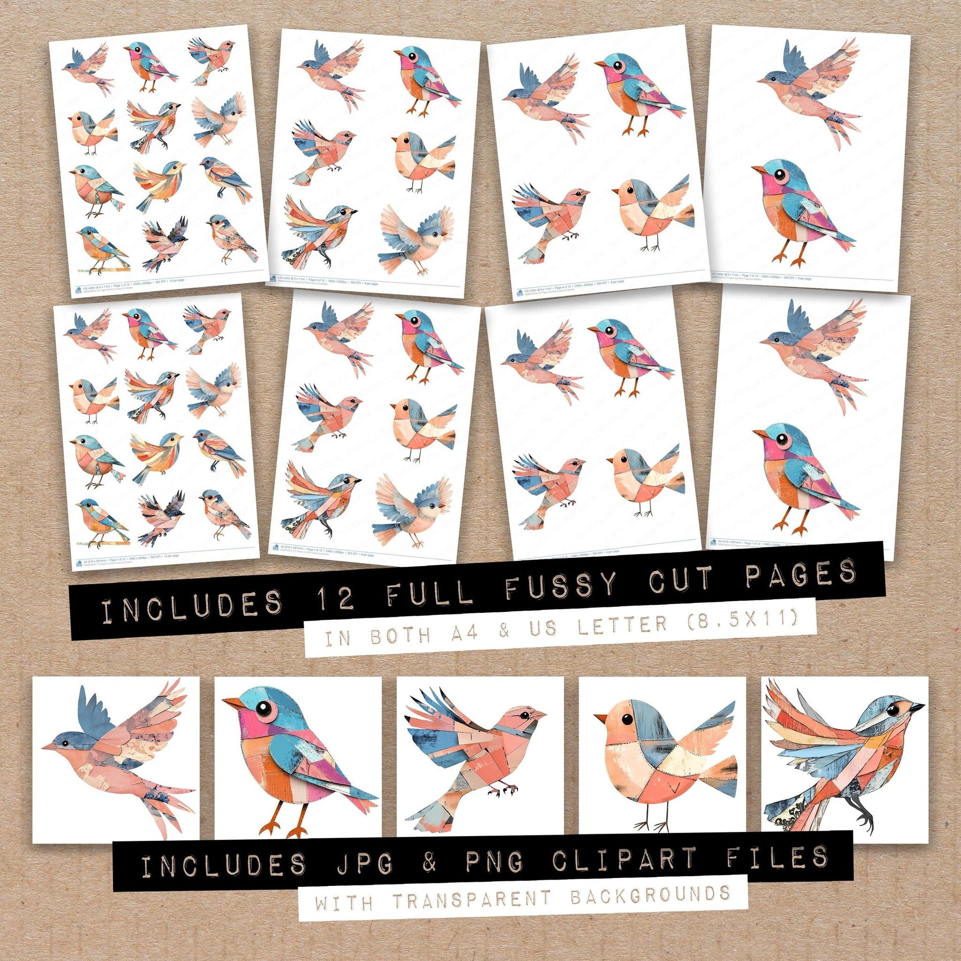 DDD010619_FC Paper Cut Bird Fussy Cut Sheets