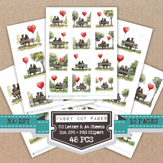 Park Bench Love Couple Set B Fussy Cut Sheets (DDD010621)
