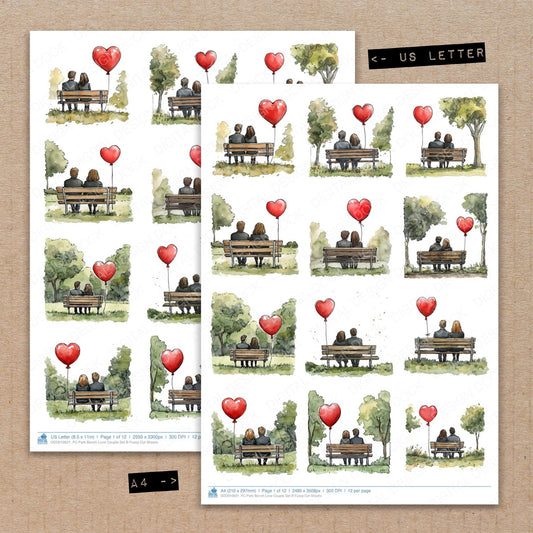 Park Bench Love Couple Set B Fussy Cut Sheets (DDD010621)