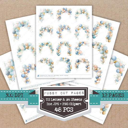 DDD010624_FC Pastel Balloon Arch Fussy Cut Sheets