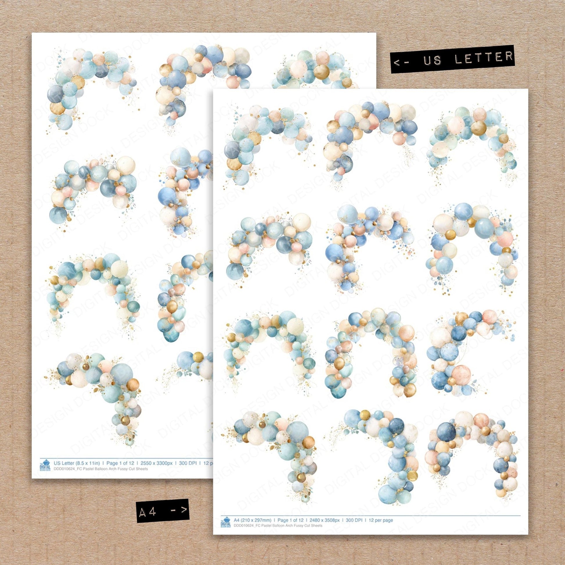 DDD010624_FC Pastel Balloon Arch Fussy Cut Sheets