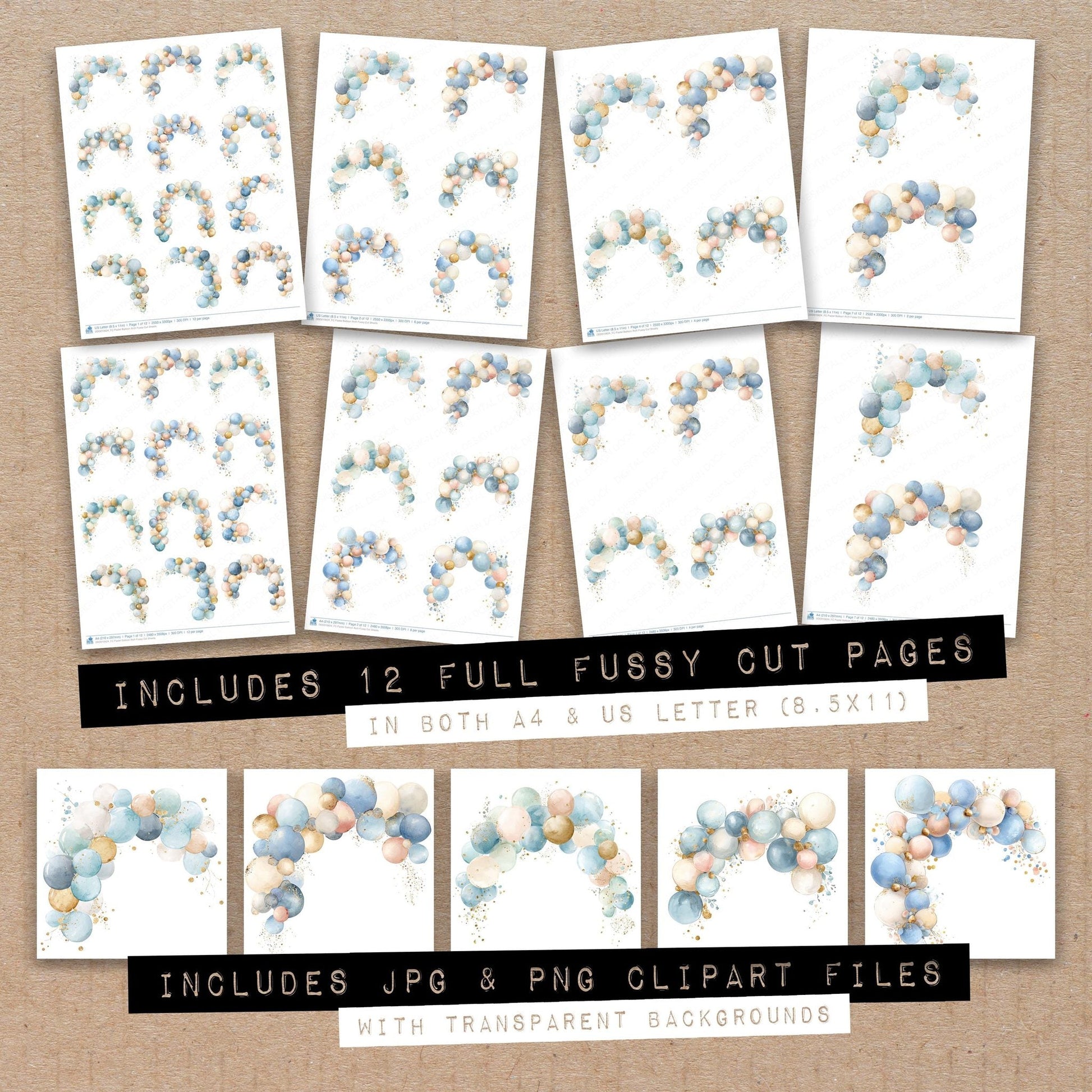 DDD010624_FC Pastel Balloon Arch Fussy Cut Sheets