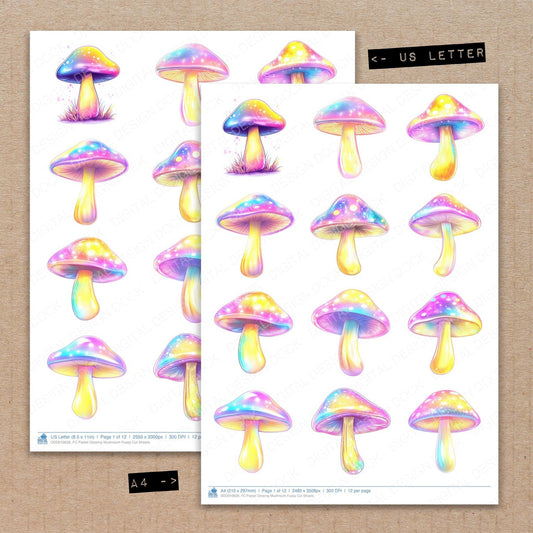 DDD010628_FC Pastel Glowing Mushroom Fussy Cut Sheets
