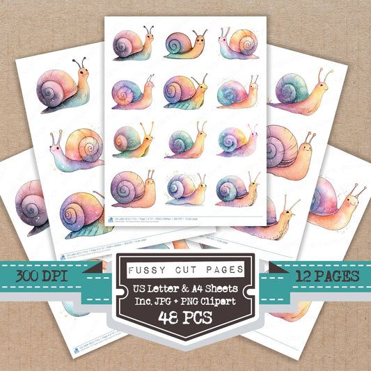 Pastel Ombre Snail Fussy Cut Sheets (DDD010631)