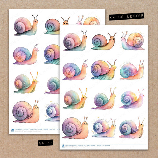 Pastel Ombre Snail Fussy Cut Sheets (DDD010631)
