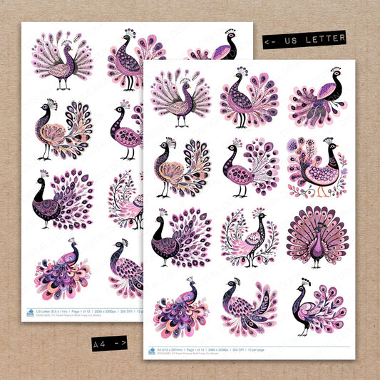DDD010632_FC Pastel Peacock Motif Fussy Cut Sheets