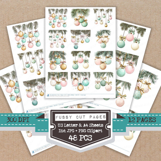 DDD010633_FC Pastel Pine Baubles Fussy Cut Sheets