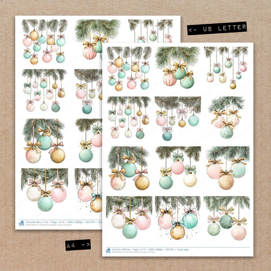 DDD010633_FC Pastel Pine Baubles Fussy Cut Sheets