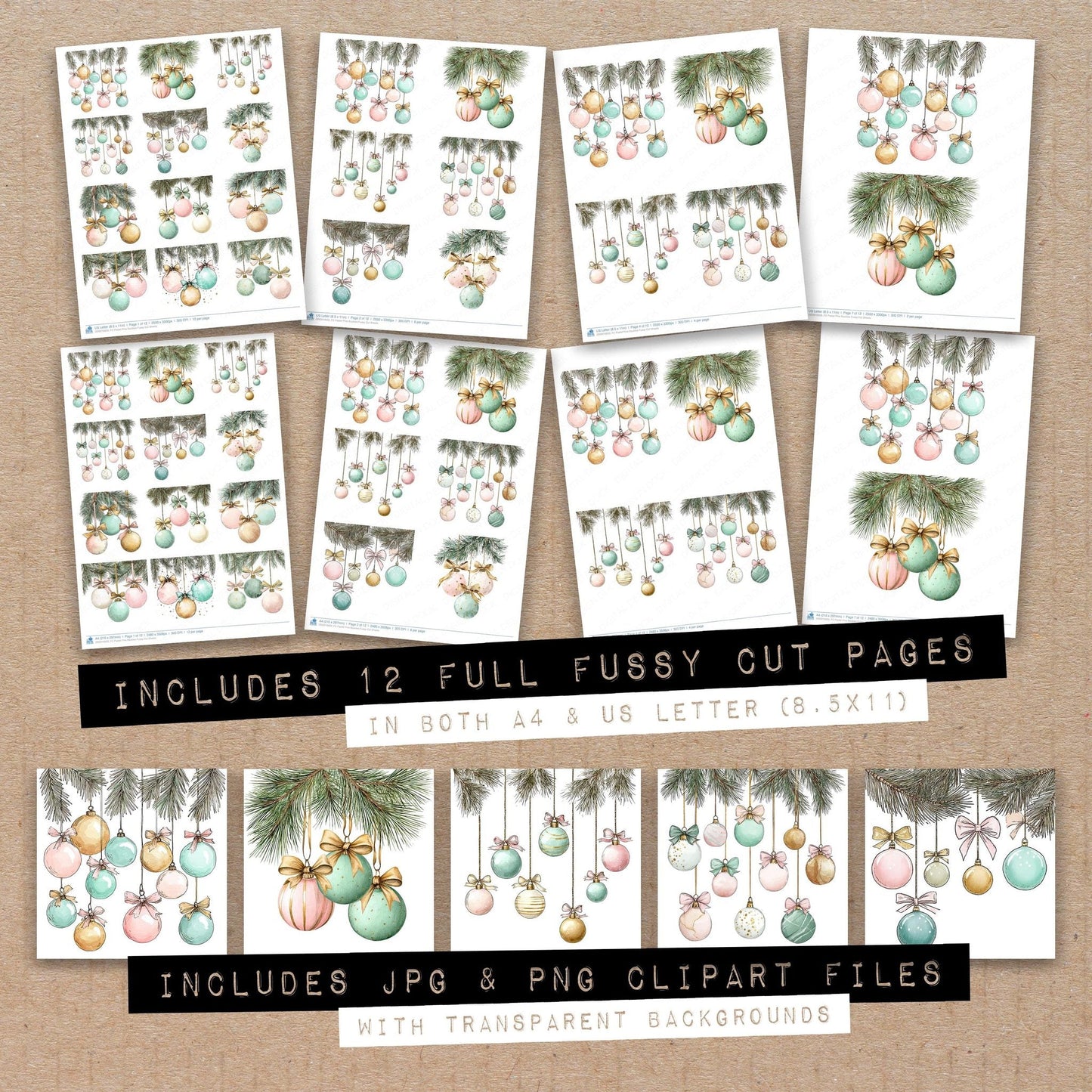 DDD010633_FC Pastel Pine Baubles Fussy Cut Sheets