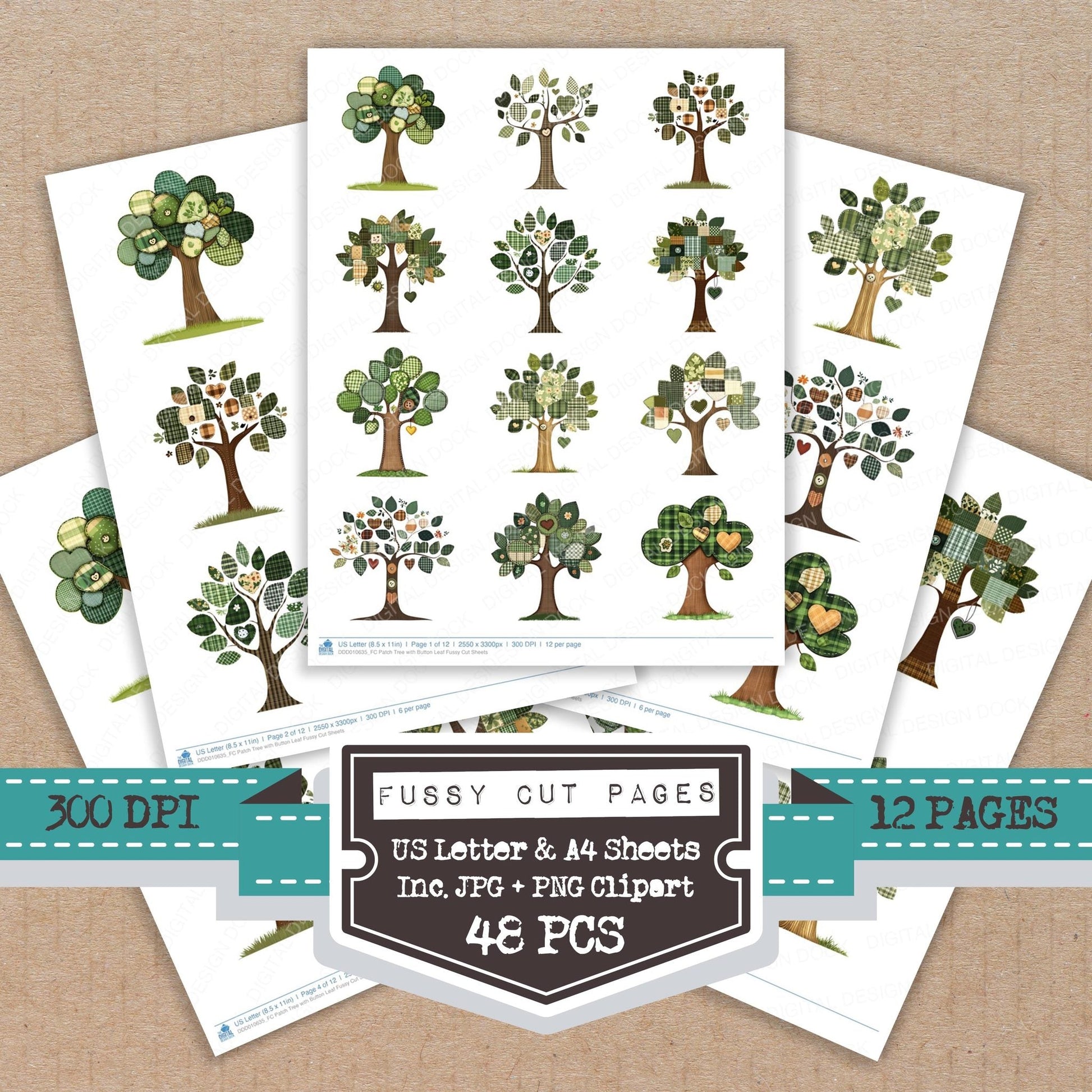 DDD010635_FC Patch Tree with Button Leaf Fussy Cut Sheets