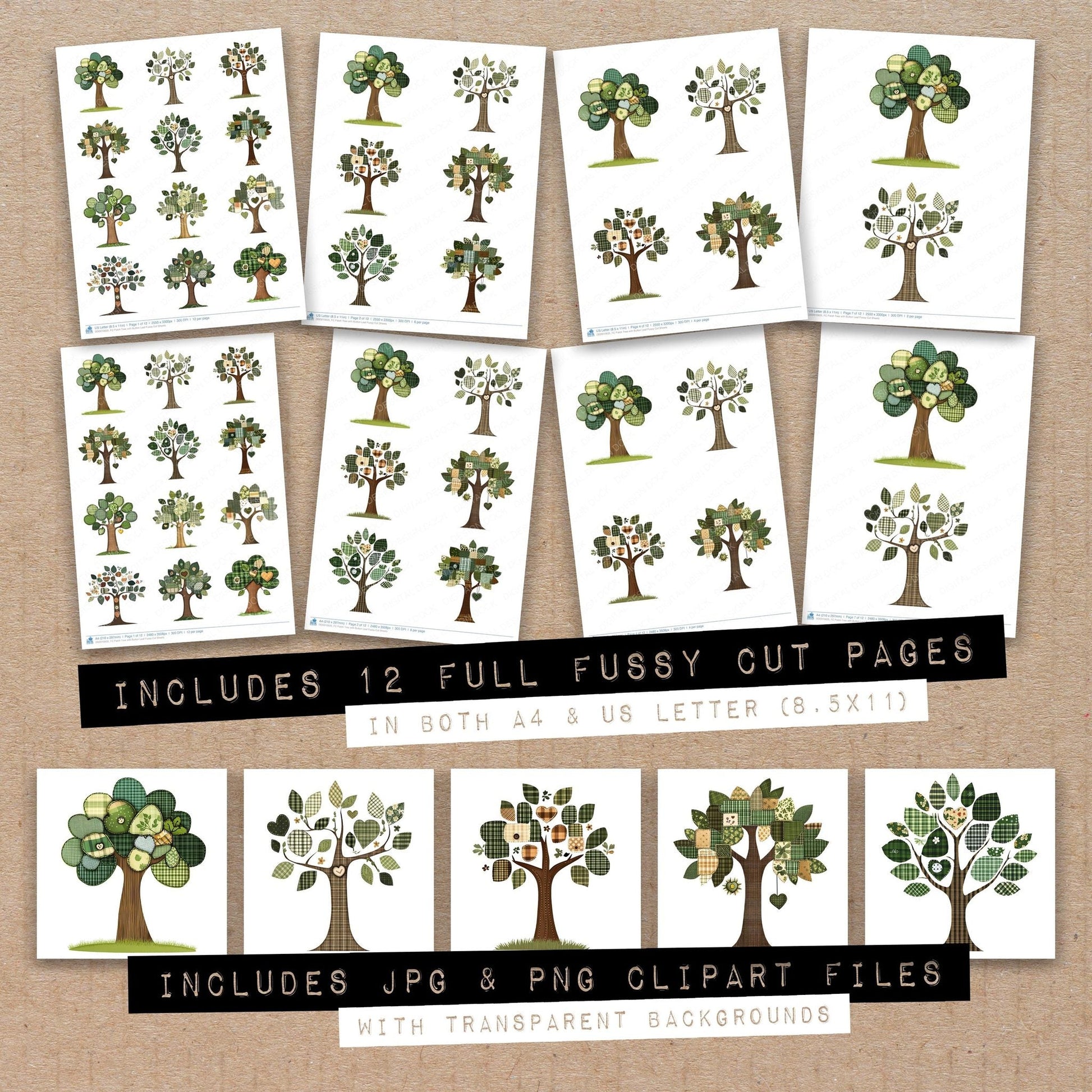 DDD010635_FC Patch Tree with Button Leaf Fussy Cut Sheets