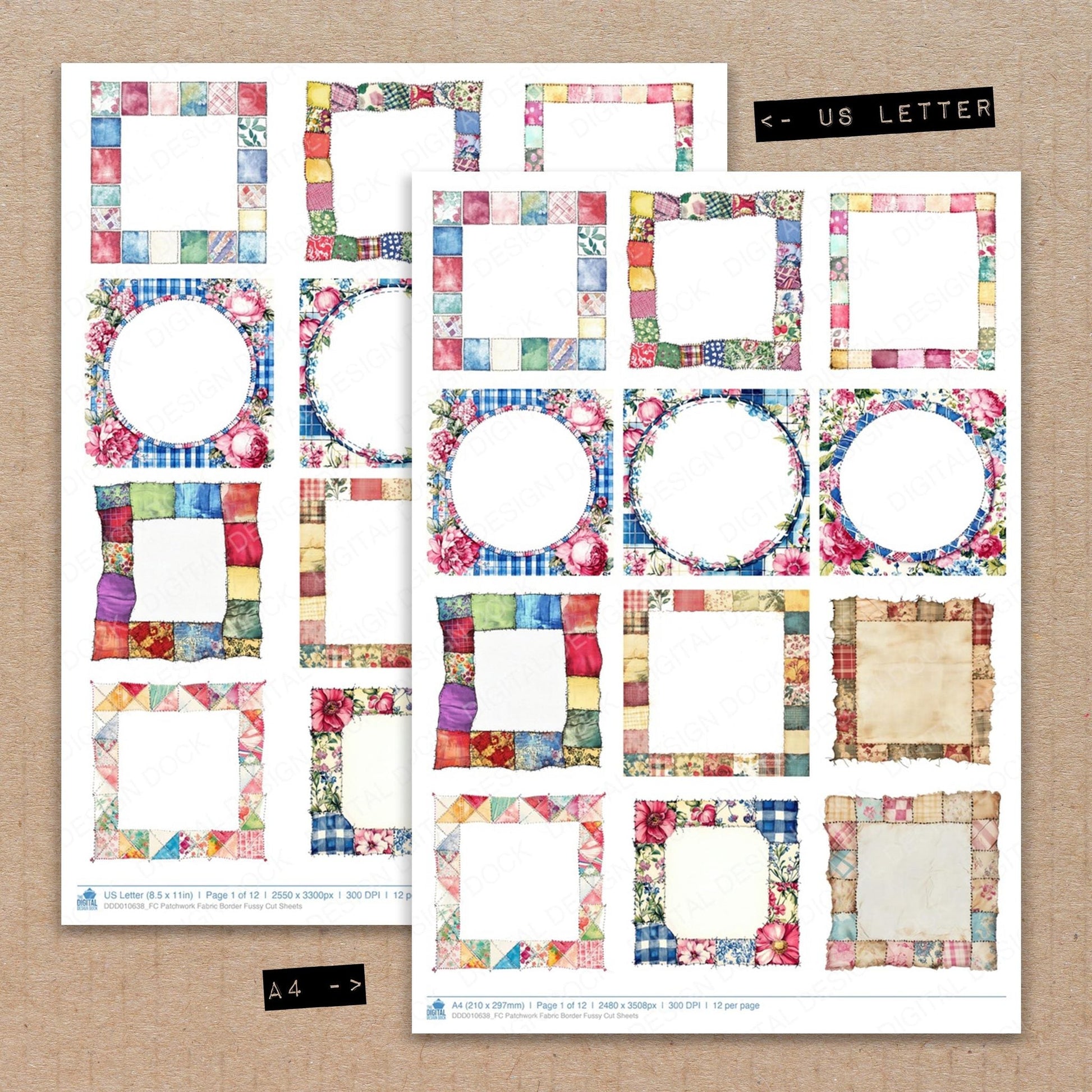 DDD010638_FC Patchwork Fabric Border Fussy Cut Sheets