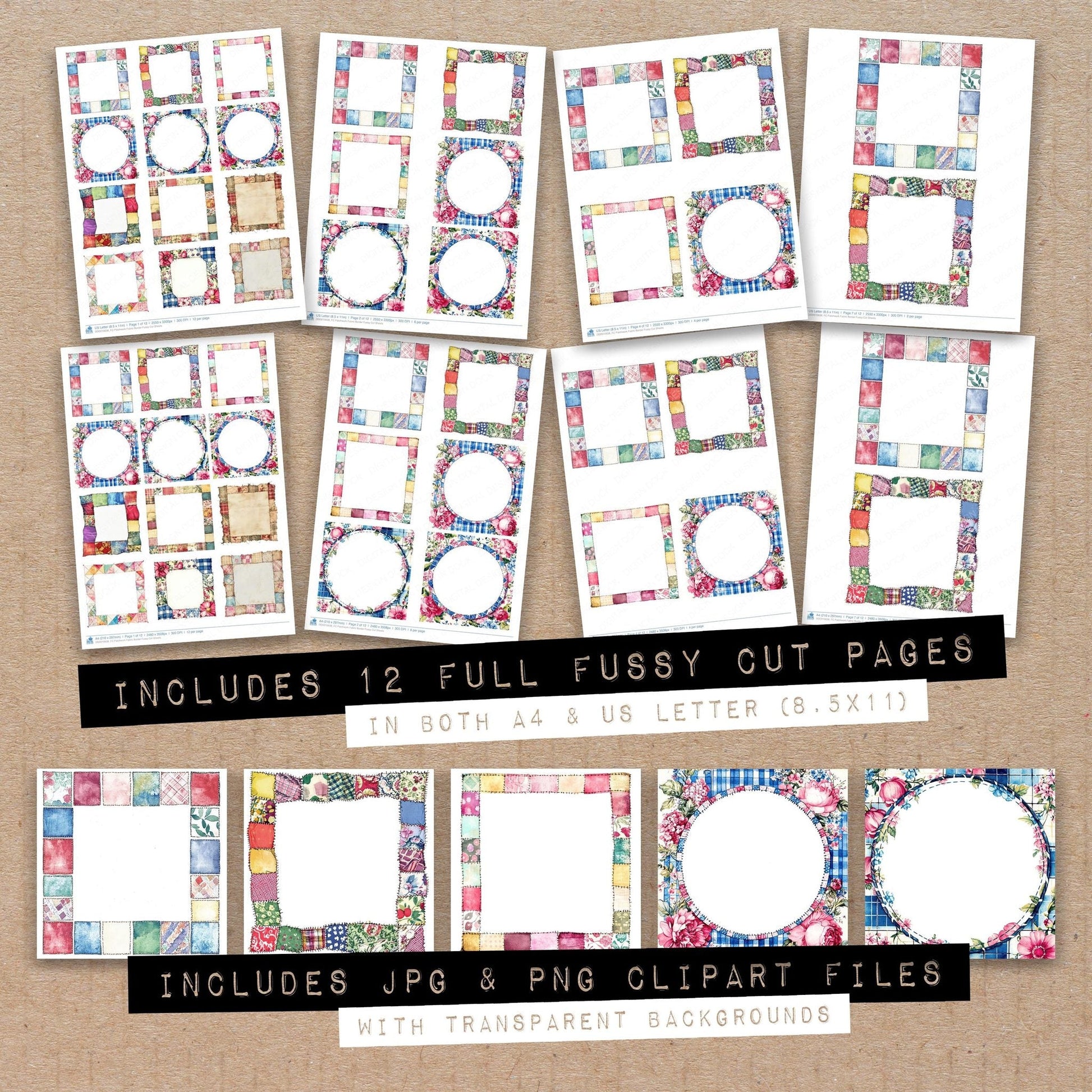 DDD010638_FC Patchwork Fabric Border Fussy Cut Sheets