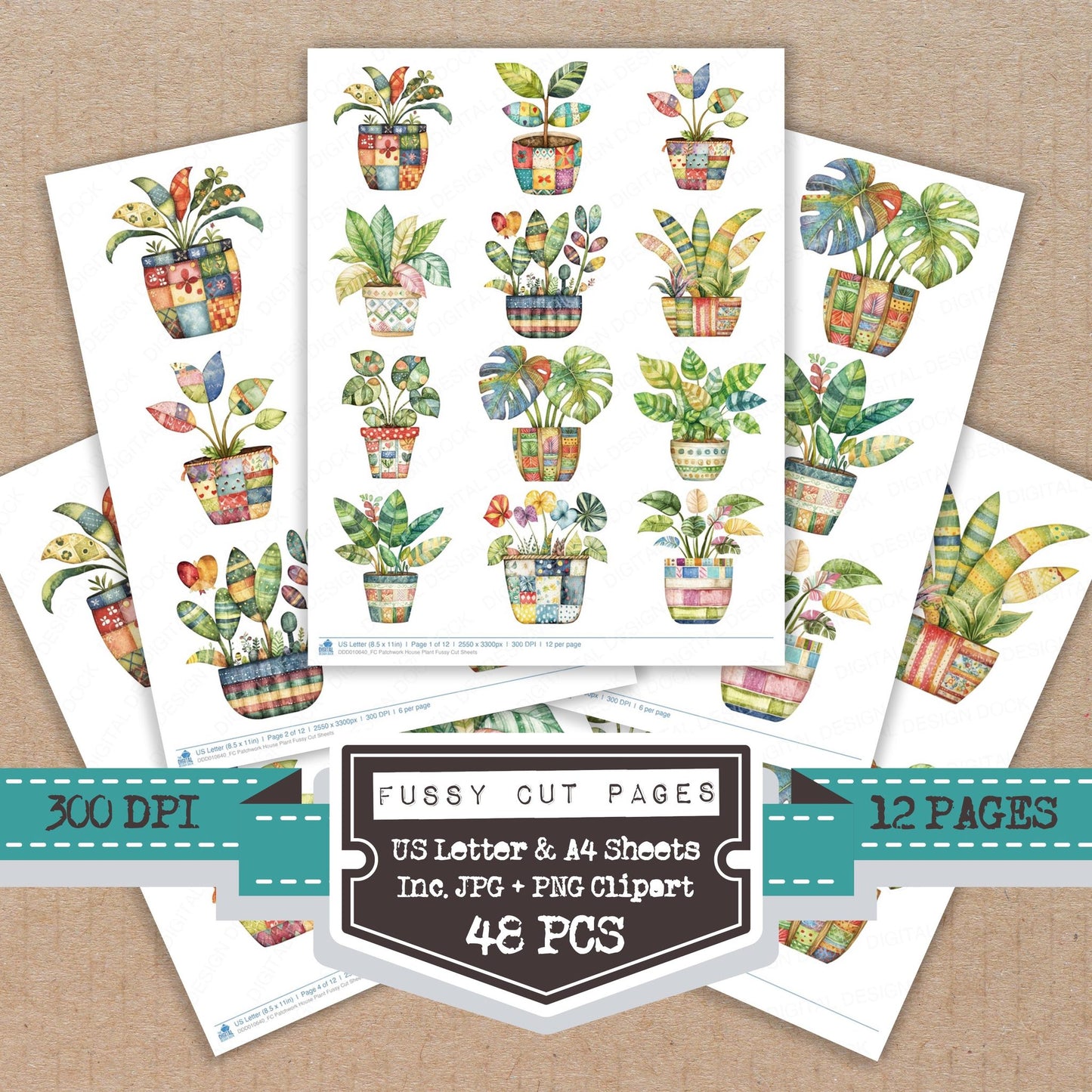 Patchwork House Plant Fussy Cut Sheets (DDD010640)