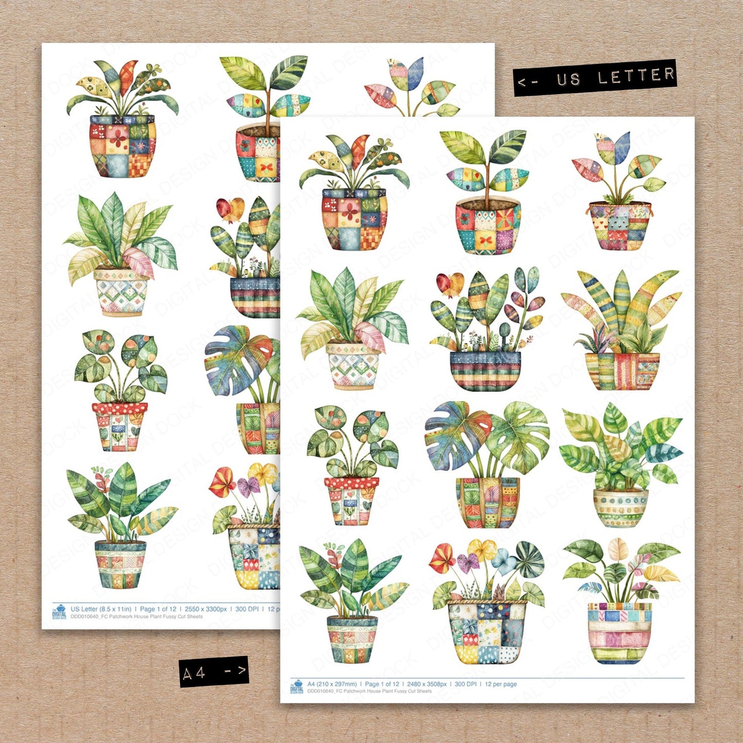 Patchwork House Plant Fussy Cut Sheets (DDD010640)