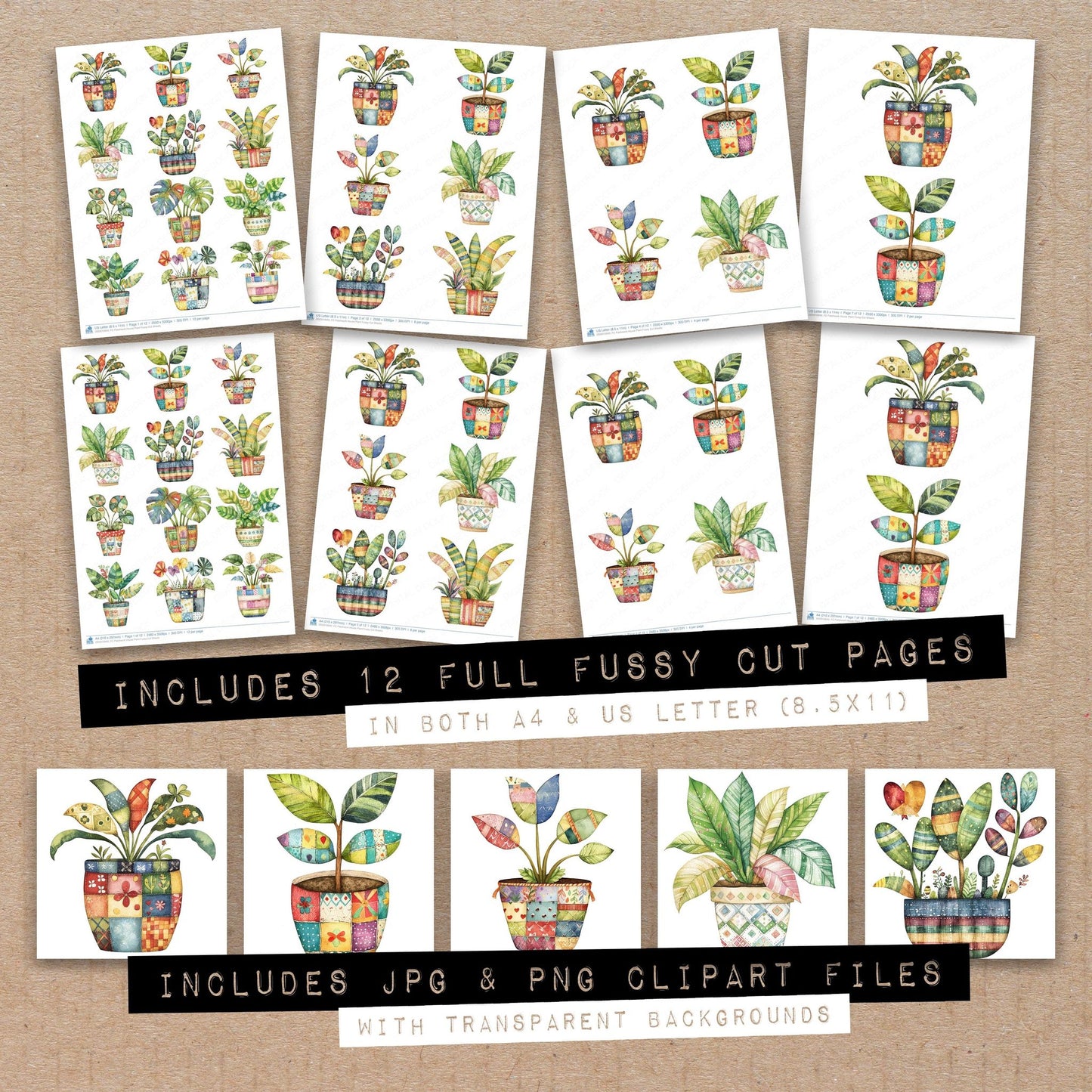 Patchwork House Plant Fussy Cut Sheets (DDD010640)