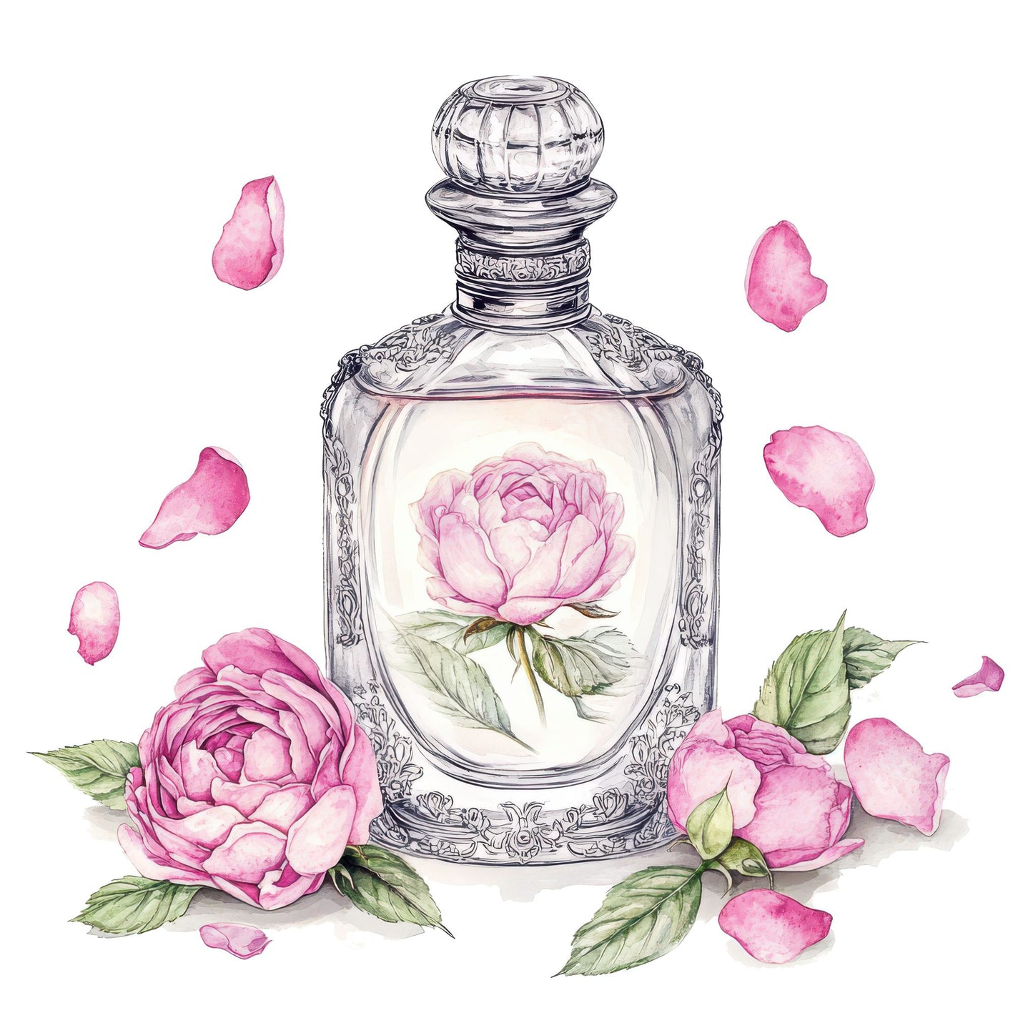 Perfume Bottle with Flowers Fussy Cut Sheets (DDD010661)
