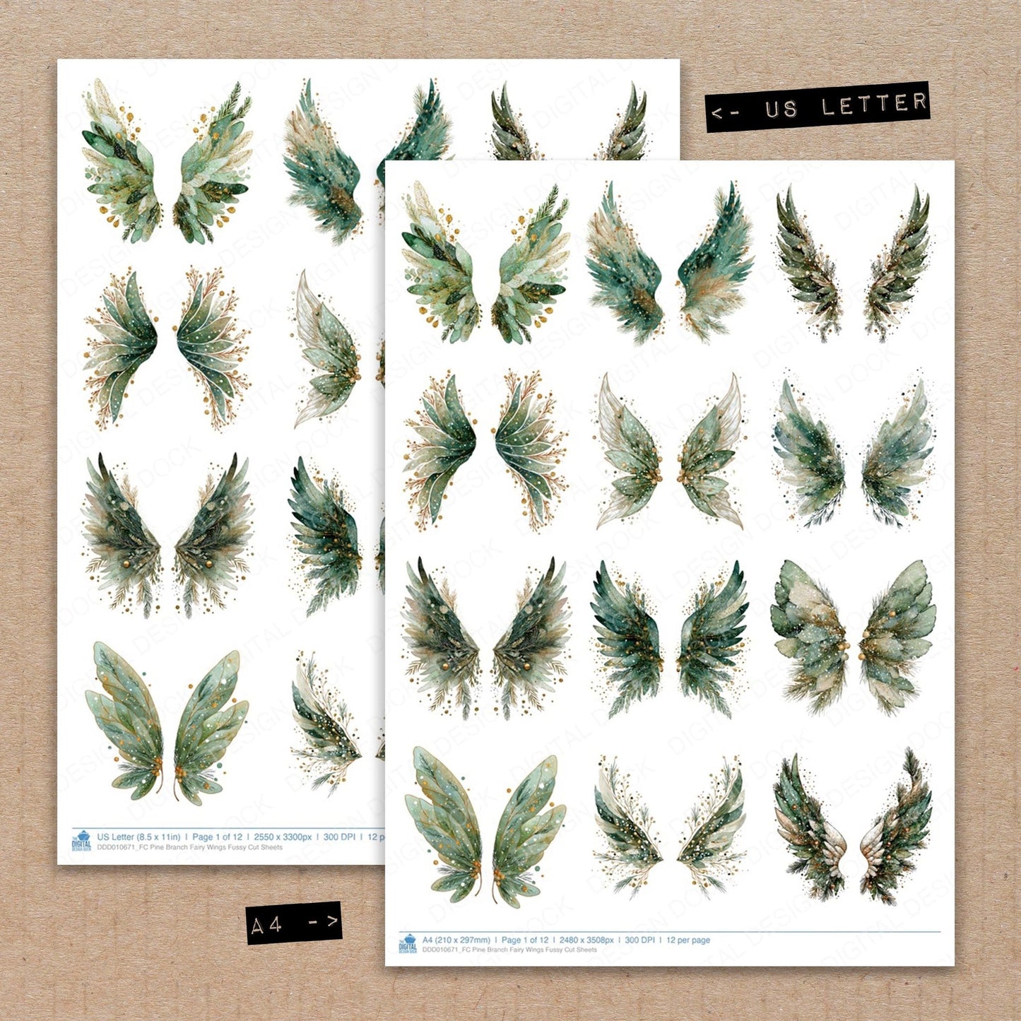 Pine Branch Fairy Wings Fussy Cut Sheets (DDD010671)