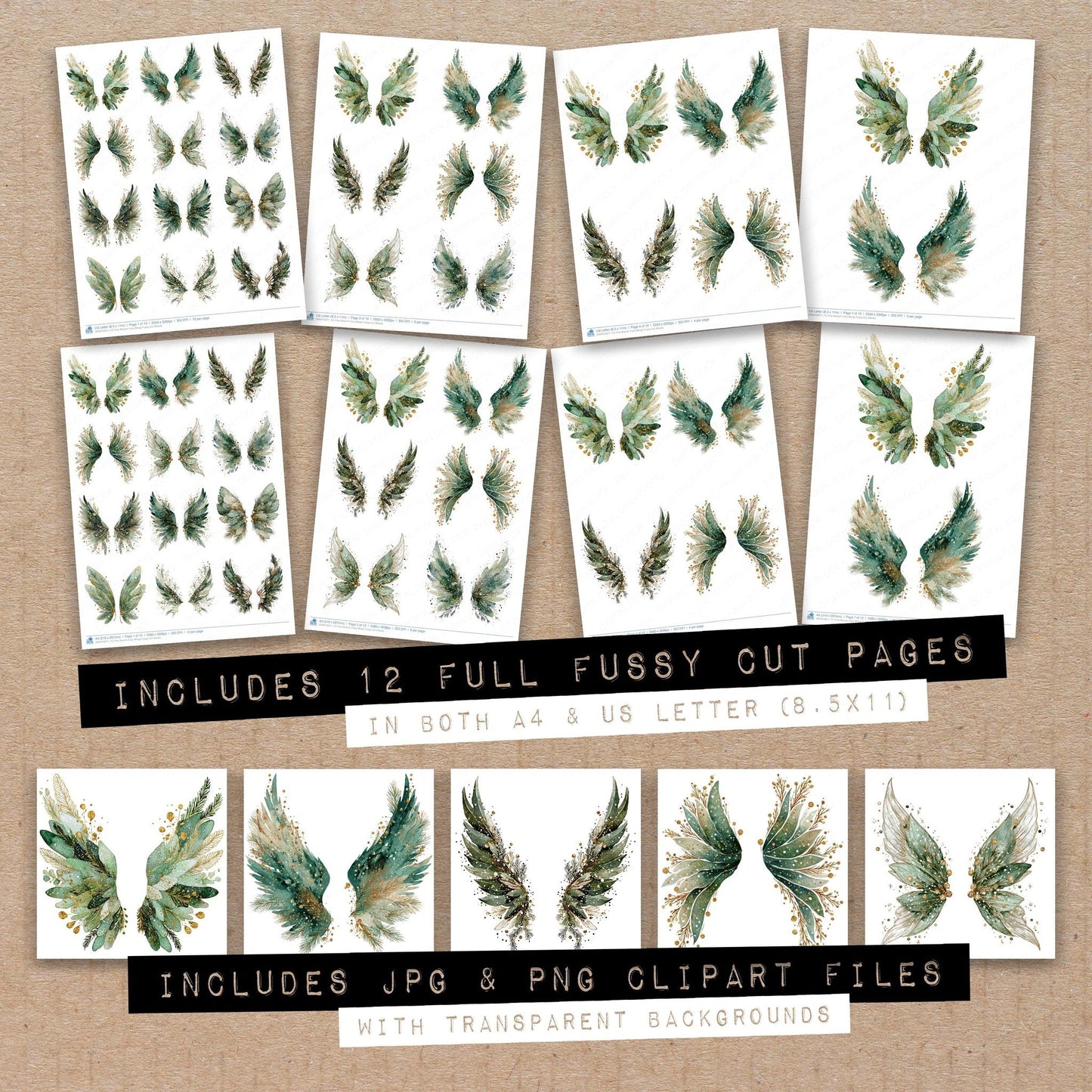 Pine Branch Fairy Wings Fussy Cut Sheets (DDD010671)