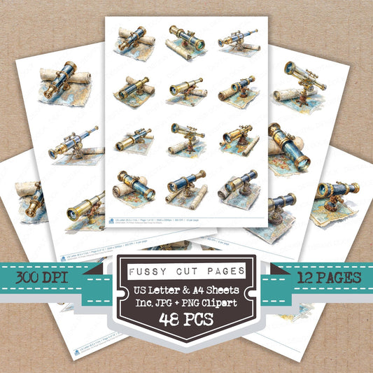 Pirate Telescope Map Fussy Cut Sheets (DDD010694)
