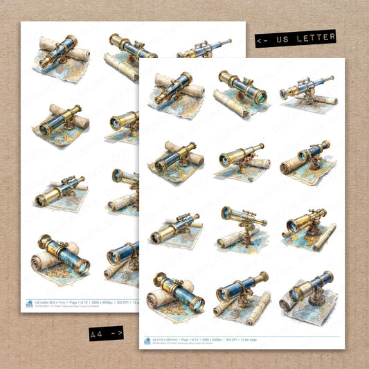 Pirate Telescope Map Fussy Cut Sheets (DDD010694)