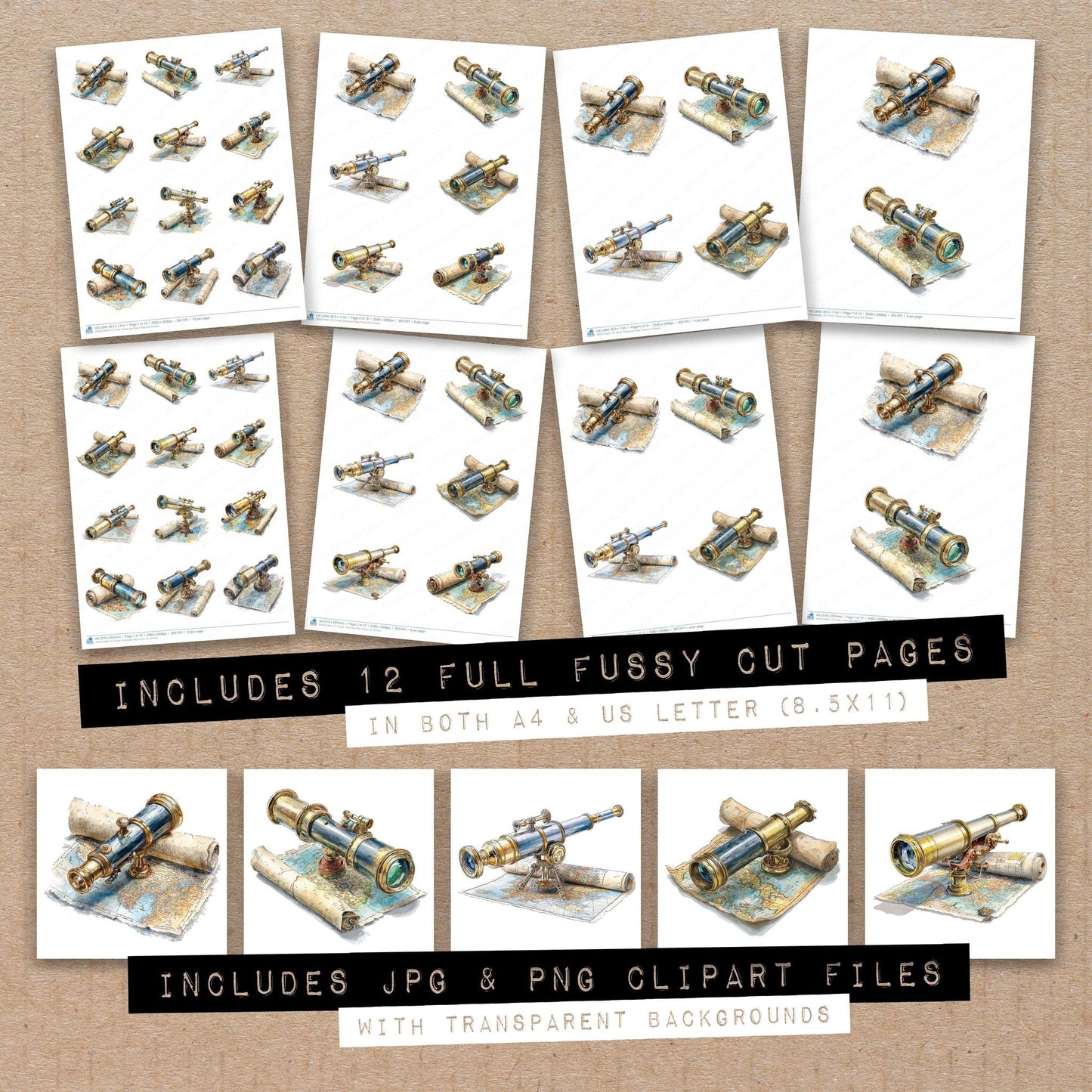 Pirate Telescope Map Fussy Cut Sheets (DDD010694)