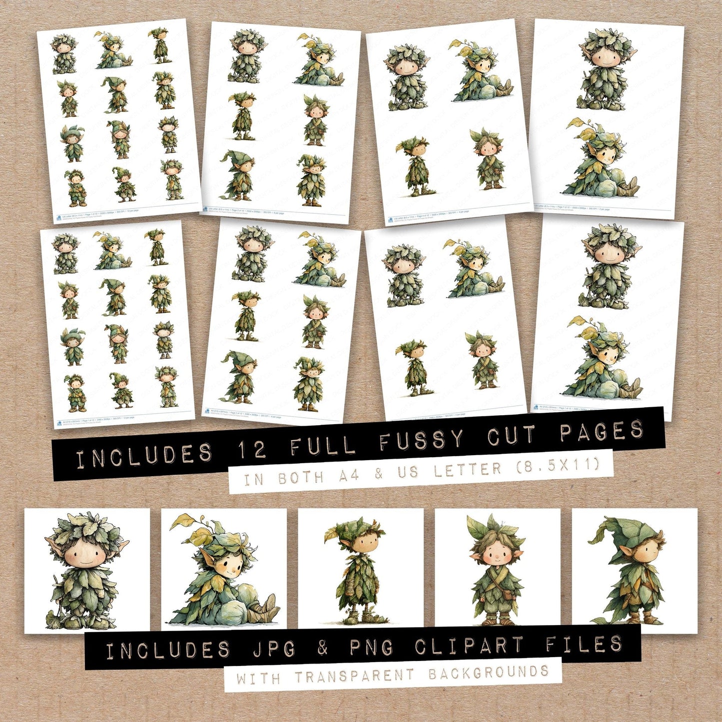 Playful Forest Elf Fussy Cut Sheets (DDD010703)